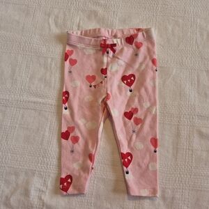 Gymboree girls size 3-6 months pink heart balloon leggings VGUC